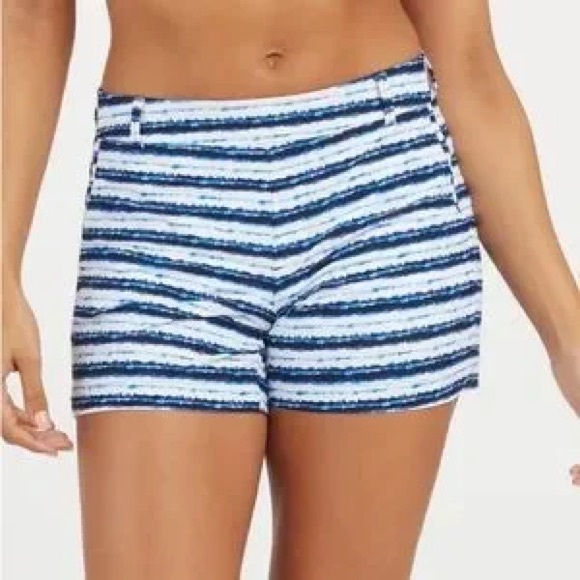 NWT! SPANX sunshine short. Blue painted stripe. Inseam: 4”=S&M. 6”=XL. $68 - Picture 2 of 15